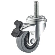 Gummihjul Ø50mm Roterende med M10 bolt, med brems