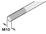 Espagnolette stang M10 L=2.500mm