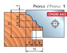 Dørprofilverkøy Freud TP42M, Profilskjær no.1